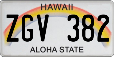 HI license plate ZGV382