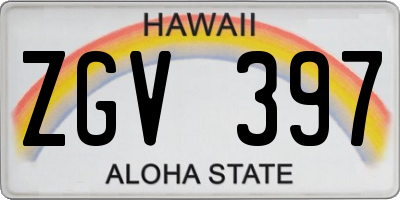 HI license plate ZGV397