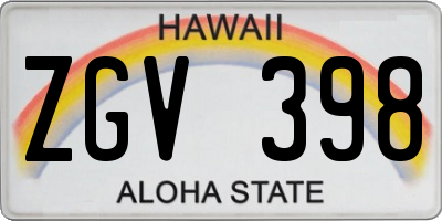 HI license plate ZGV398