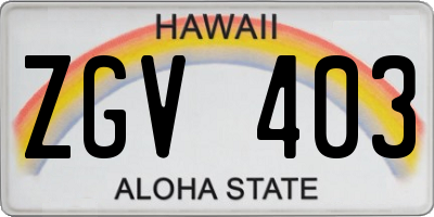 HI license plate ZGV403