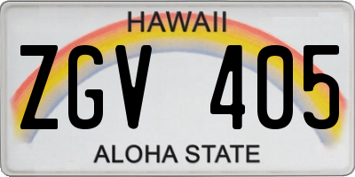 HI license plate ZGV405