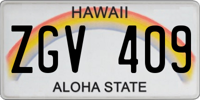 HI license plate ZGV409