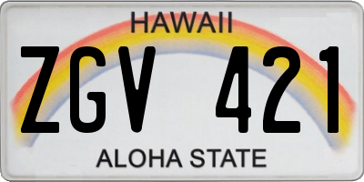 HI license plate ZGV421