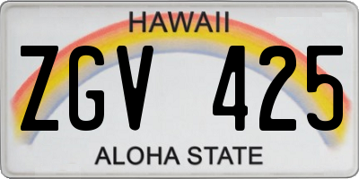 HI license plate ZGV425