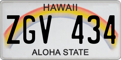 HI license plate ZGV434