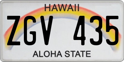 HI license plate ZGV435
