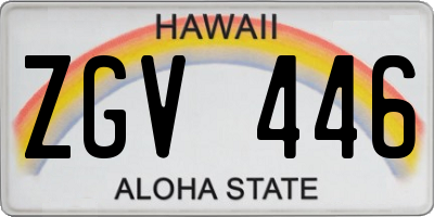 HI license plate ZGV446