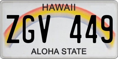 HI license plate ZGV449