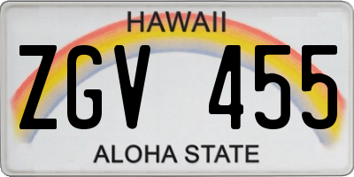 HI license plate ZGV455