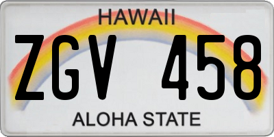 HI license plate ZGV458