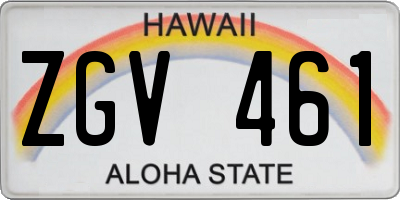 HI license plate ZGV461