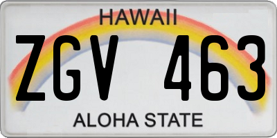 HI license plate ZGV463