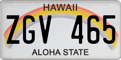 HI license plate ZGV465