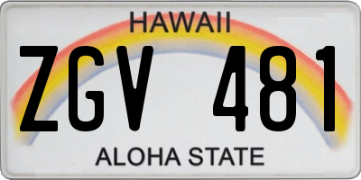 HI license plate ZGV481