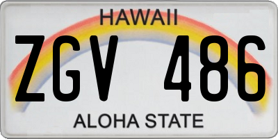 HI license plate ZGV486