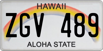 HI license plate ZGV489