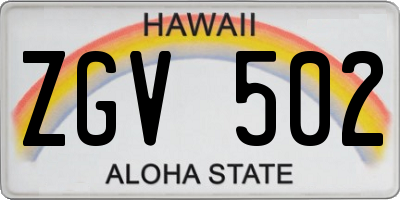 HI license plate ZGV502