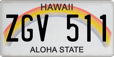 HI license plate ZGV511