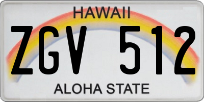HI license plate ZGV512