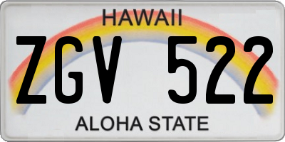 HI license plate ZGV522