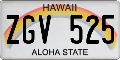 HI license plate ZGV525