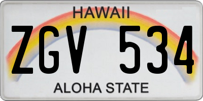 HI license plate ZGV534