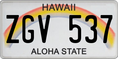 HI license plate ZGV537