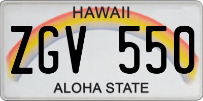 HI license plate ZGV550