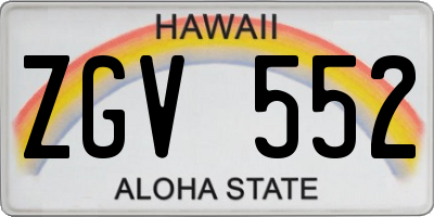 HI license plate ZGV552