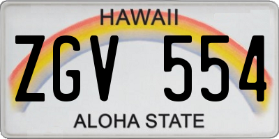 HI license plate ZGV554