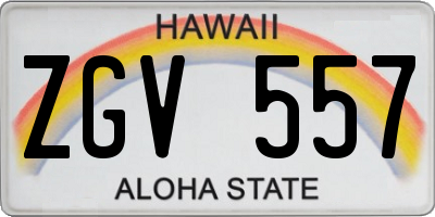 HI license plate ZGV557