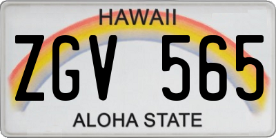 HI license plate ZGV565