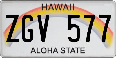 HI license plate ZGV577