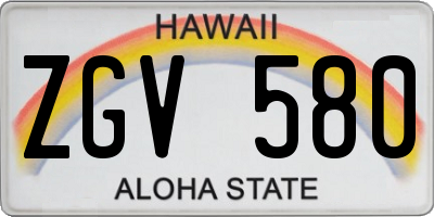 HI license plate ZGV580