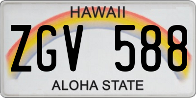 HI license plate ZGV588