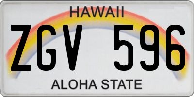 HI license plate ZGV596