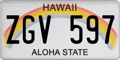 HI license plate ZGV597