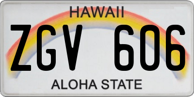 HI license plate ZGV606