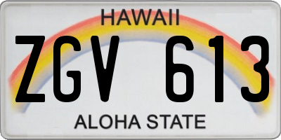 HI license plate ZGV613