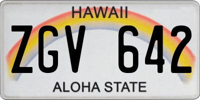 HI license plate ZGV642