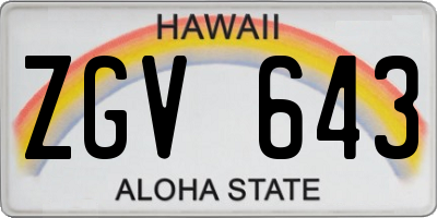 HI license plate ZGV643