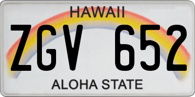 HI license plate ZGV652