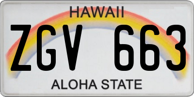 HI license plate ZGV663
