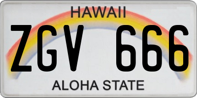 HI license plate ZGV666