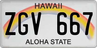 HI license plate ZGV667