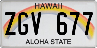 HI license plate ZGV677