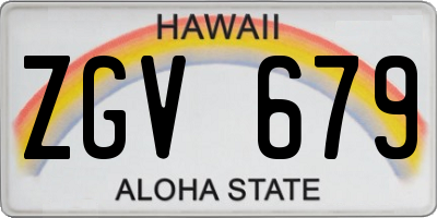 HI license plate ZGV679