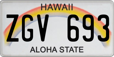 HI license plate ZGV693