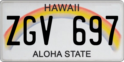 HI license plate ZGV697