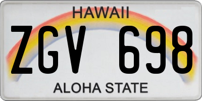 HI license plate ZGV698